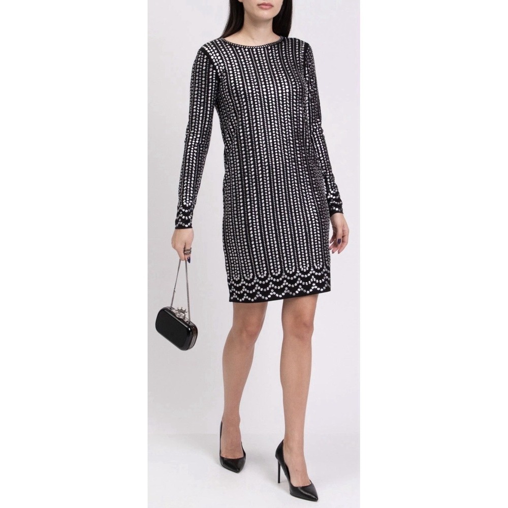 MICHAEL KORS Short Shift Dress Size Small Lined Black‎ All Over Studded